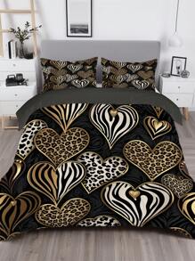 Set de huse de pilotă cu 3 bucăți și imprimeu leopard (1 husă de pilotă + 2 fețe de pernă, fără miez), cu un design sexy și atractiv cu imprimeu leopard, moale și prietenos cu pielea, calmant pentru oboseala vizuală, potrivit pentru toate anotimpurile, închidere cu fermoar, potrivit pentru hotel, dormitor, cameră de oaspeți și dormitor comun, hipoalergenic și ușor de întreținut, elegant, ușor, respirabil, hipoalergenic și ușor de întreținut, modern și simplu la modă.