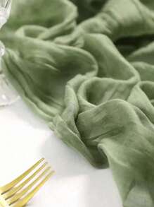 1/2/5pcs Polyester Light Green Pleated Design Table Runner,For Festive Birthday Party Decorations Wedding Accessories Holiday Home Party Room Table Decoration,Babyshower Bridal Shower Decor Table Cloth,Banquets Party Table Flag,Cheesecloth Table Runner,Wedding Decor ﻿