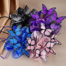 Organza Fascinators Hats - Monarch Tea Party Hat With Hairpin, 2025 Derby Headwear - màu đen - Xem 6