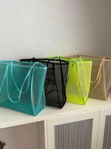 Bolso de hombro transparente de malla para niña, una bolsa de transporte de gran capacidad y con estilo, adecuada para uso diario