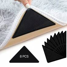 Clips para alfombras de fácil uso, pegatinas antideslizantes, almohadillas antideslizantes para alfombras aptas para pisos de madera, baldosas y mármol, clips para alfombras con cinta adhesiva de doble cara (para mantener las esquinas planas), cinta adhesiva para alfombras desmontable apta para alfombras de área
