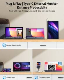Uperfect Tragbarer Monitor Uperfect 156e07W 15,6 " 1080P FHD IPS Touchscreen TYPE-C USB C für PC Laptop Handy, VESA-kompatibel