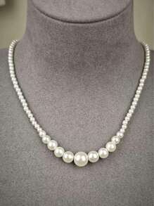 Collana elegante con perle finte sfumate, gioiello classico minimalista, collana choker di moda di lusso, accessori per maglione da donna