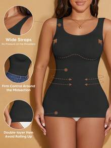 Women Round Neck Tummy Control Seamless Workout Shapewear Tank Tops