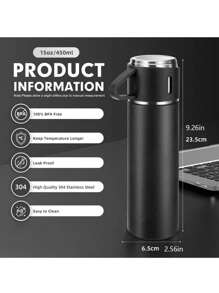 1pc Stainless Steel Three-Lid Long-Lasting Insulated Cup Is A High-End Portable Portable Water Cup Set For Outdoor Business Travel And Household Use, Suitable For Keeping Milk, Coffee, Beer, Tea, Cola, And Cold And Hot Beverages Warm