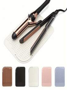 Tapete de Silicone Resistente ao Calor para Chapinhas e Ferros de Enrolar - Design de Onda Antiderrapante, 4 Cores (Bege/Preto/Branco/Azul Claro), Proteção de Ferramenta de Calor e Organizador de Suporte Durável