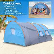 8-10 Person Tunnel Camping Tent – Large Family Tent With Spacious Interior And Separate Rooms For Outdoor Travel, Backyard Gatherings, Hiking, Beach Trips, Festivals, And Group Adventures - Blue - View 5