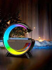 Lampe RVB colorée, commande par application, lampe de chevet de nuit avec chargement sans fil pour téléphone portable, enceinte créative, lampe de nuit de chevet de chambre à coucher intelligente et colorée, chargeur sans fil pour téléphone portable et montre, enceinte musicale, lampe de décoration de bureau