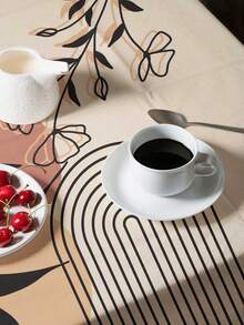 1pc Boho Style Plant & Floral Pattern Printed Tablecloth, Modern Polyester Rectangle/Round Water Repellant Tablecloth, Digital Printing For Living Room, Outdoor Dining Table, Small Round Table,Fall Decor,Autumn Decor,Room Decor - Multicolor - View 3