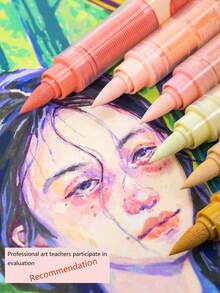 Bộ 24 bút vẽ acrylic chuyên nghiệp màu da và màu bánh macaron, khô nhanh và không lem, lý tưởng cho vẽ graffiti tự làm, nhiều lớp màu với độ che phủ cao, thích hợp làm quà tặng tựu trường, có thể dùng trên áo phông/giày vải/cốc, vẽ ngoài trời, đồ thủ công, đồ dùng học tập, hội họa, bộ văn phòng phẩm bút dạ. - Nhiều màu - Xem 5