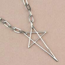 1pc Punk Rock Vintage Hollow Five-Pointed Star Pendant Necklace, Party Jewelry For Men