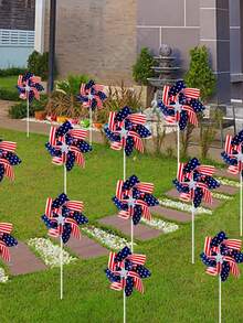 1 件独立日风车美国星条旗风车 7 月 4 日教室装饰爱国风车露台草坪装饰，7 月 4 日，独立日，阵亡将士纪念日