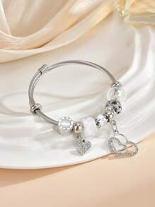 Rhinestone Heart Decor Bangle Valentines