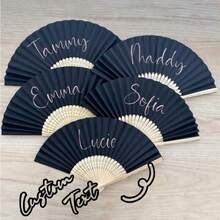 A Personalized Custom Hand Fan, Wedding Party, Bachelor Party Gift - Black - View 2