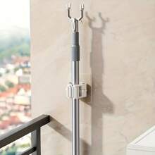 8pcs Multi-Function Punch-Free Wall-Mounted Strong Mop Hook, Waterproof Mop Storage Rack, Broom Hook, Bathroom Tool Storage Clip, Bathroom Hook, Bathroom Accessories, Suitable For Placing Mop Broom And Cleaning Tools In Bathroom