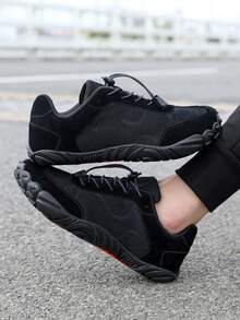 Novos calçados esportivos masculinos casuais, respiráveis, descalços, bico largo, leves, para escalada, ciclismo, corrida, tênis esportivos, antiderrapantes para caminhada - Preto - Ver 1