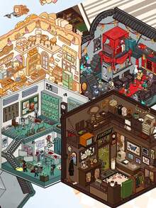 SCXXBSW 3D Landscaping, Manual Decompression, Cartoon, 3D House Decoration, Booklet, Desktop, Water Cup, Notebook, Phone Case, DIY Stickers - Multicolor - View 8