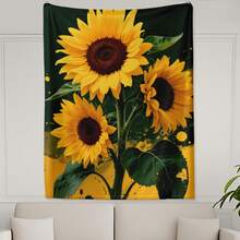 Sunflower Leaf And Petal Splash Art Woven Tapestry Room Decoration Wall Decor Blanket For Stylish Home Decor And Warm - Multicolor - View 7