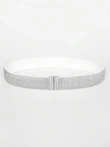 1 件女式金银扣细 1.2 英寸黑色复古加大码弹力腰带，适合女士 Y2K 休闲可爱腰带，适合日常连衣裙牛仔裤