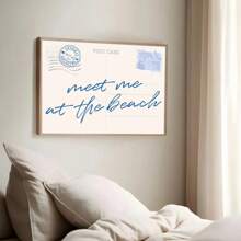 1pc Unframed Meet Me At The Beach Post Card Wall Art Poster Canvas Print Minimalist Summer Coastal Granddaughter Beachy Aesthetic Decor Painting For Apartment,Living Room,Bedroom,Modern Home Decoration