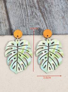 1 par de pendientes colgantes de hoja de madera bohemios, elegantes pendientes de moda para playa y resort de verano para mujeres
