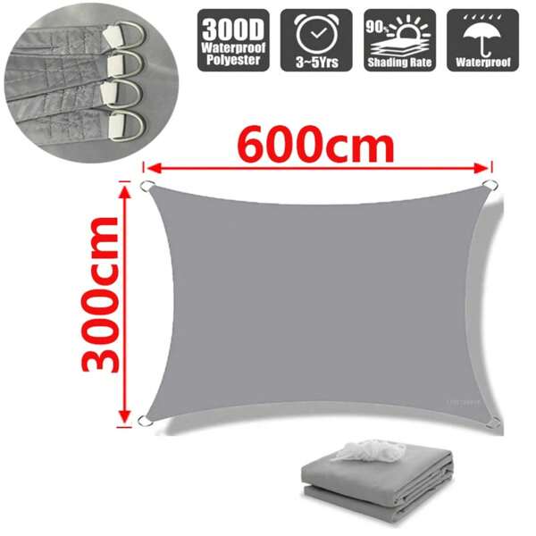 Voile d'ombrage d'extérieur, auvent en polyester 300D imperméable et durable, pare-soleil pour terrasse, carport, jardin, etc.