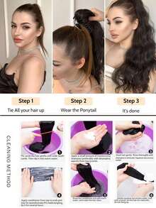 12-Inch Synthetic Wig Ponytail Women's Mid-Length Short Curly Hair Strap Style Curly Big Wave Wig Piece - Multicolor - View 10