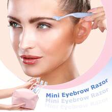 1 件女士迷你修眉刀，精准修剪胡须、胡子和唇毛，无甲醛刀片，便携式面部毛发剃须刀带保护套，化妆护理工具 - 彩色 - 查看 3