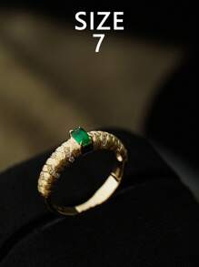 1 Stück handgefertigter eleganter Retro-Ring aus 925er Sterlingsilber mit Zirkonienstein, vielseitiges Design geeignet für den täglichen Gebrauch von Frauen, Festivalpartys, Schmuckgeschenk
