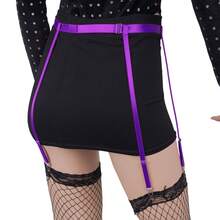 14 Colors Garter Belts Leg And Waist /6-Leg Clips Waist Garter Belts For Women Thigh Harness Garter Elastic Adjustable Stockings Clips Leg Pentagram Punk Gothic Body Harness Belts Stockings Club Party Dance Festival Rave Straps Harness Body Cage Belts - A - View 9