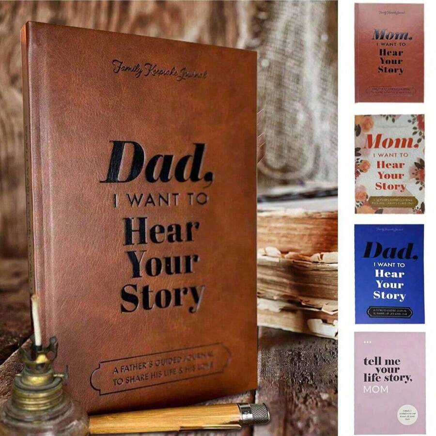 1pc Mom,I Want To Hear Your Story,DAD Story Journaling Notebooks,Sharing Life And Love,Guided Family Keepsake Journals To Share Life & Love Stories,Hardcover Book Wrapped In Leather Wedding Guest Book,School Supplies,Back To School