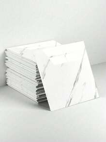 14 pièces Autocollants muraux en vinyle 30x30cm, Décalcomanies de carrelage autocollantes, Imperméables autoadhésives pour salle de bain, cuisine, chambre, salon (Marbre blanc) Accessoires de salle de bain