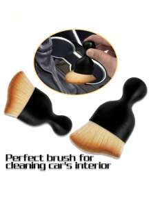 2pcs Car Interior Dust Brush, Auto Detailing Brush, Soft Bristles Car Cleaning Brushes, Tool For Air Conditioner Vents, Leather, Computer, Scratch Free, Car Interior Accessories,It Is Suitable For Dust Removal Of Car Interiors, Nail Art, Keyboards, Etc