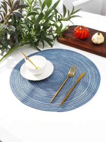 1 Pc/4 Pcs/8 Pcs Round Woven Cup Coasters (18cm)/Placemats (36cm), Home-Use Round Anti-Dirty Heat-Insulated Placemats, Practical Anti-Scald Mats For Weddings And Events, Washable Kitchen Table Pads, Suitable For Family Gatherings, Weddings, Parties And Daily Home Dining, Blue Color