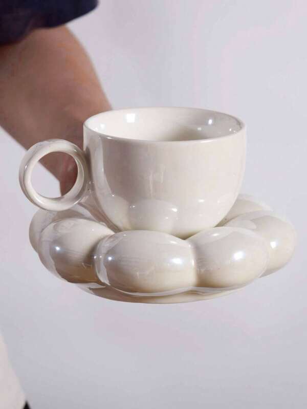 Juego de taza y platillo de café de girasol de alta calidad estilo Macaron INS, taza de cerámica, delicada taza de agua para señoras, adecuado para el té de la tarde en el hogar u oficina