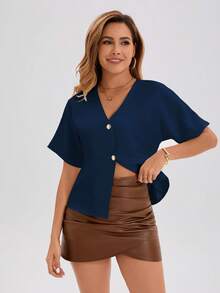 女式时尚优雅休闲V领蝙蝠袖背心