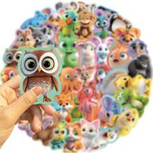 50 pièces Autocollants d'animaux limbiques colorés, autocollants mignons de dessin animé pour ordinateur portable, bouteille d'eau, bagages, cahier, imperméables, graffitis, vinyle, fournitures scolaires, rentrée scolaire - Multicolore - Voir 8