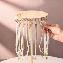 1 pièce Présentoir en bois rond pour collier/bracelet/serre-tête, support organisateur de bijoux. Nécessité estivale pour les femmes. Organisateur de rangement, cadeau, voyage, rentrée scolaire