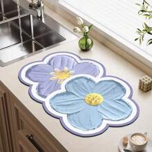 Alfombrilla de estilo campestre para encimera de cocina, almohadilla absorbente de gel de sílice, esterilla de escurrido para mesa, almohadilla de secado de platos, posavasos de secado rápido