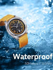 Marvin Relojes cronógrafo de lujo para hombres con movimiento automático, reloj con fecha, para regalo, correa de caucho, esfera de 42mm - Amarillo - Ver 6