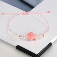 1 Set Bohemian Colorful Ceramic Fish Braided Bracelet Set (Ceramic Fish Color Is Random, Minor Cracks Are Normal Craftsmanship)