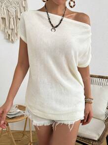 Maglione plissettato elegante con maniche ampie da donna, canotta casual estiva/primaverile senza spalle, ideale per stratificazioni