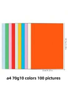 50/100 hojas de papel de colores A4, 10 colores, adecuado para fotocopiar a color, imprimir, origami y manualidades