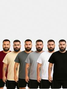 Kit 6 Men's Plus Size T-Shirts Shirt Plain Blouse Premium Cotton - 彩色 - 查看 1