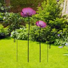 Two Metal Floral Garden Decoration Stakes, Colorful Metal Poppy Flowers For Yard Decor, Outdoor Garden Decorations For Spring And Summer, Two (Tall/Short) Garden Ornaments For Indoor And Outdoor Use, Lawn Path Yard Decoration.