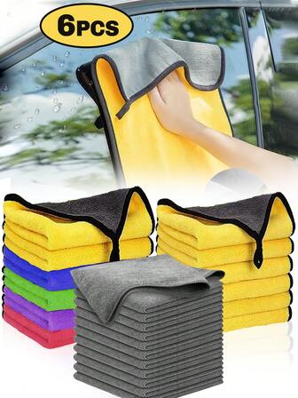 3/6/10 件装超细纤维清洁布多色套装（23.6 英寸 X 11.8 英寸） - 高性能 - 1200 次洗涤，超强吸水超细纤维毛巾编织，有效去除污垢和液体，使镜子闪亮无条纹 - 家用毛巾 - 清洁用品 - 洗车布