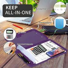 Caja de documentos impermeable A4 tablero de escritura con ranura de pluma caja de almacenamiento de papel multifuncional tablero de escritura de plástico clip de material de aprendizaje artefacto de almacenamiento - Morado - Ver 5