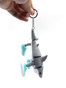 1pc Funny, Abstract, Quirky - Tungtungsahur And Tralalo Shark, Puppet Stick Figure Key Chain, Movable Arm Desk Decor, Office Stress Relief Toy, Tabletop Ornament, Party Favor, Suitable For Bag & Wallet Charm - Multicolor - View 7