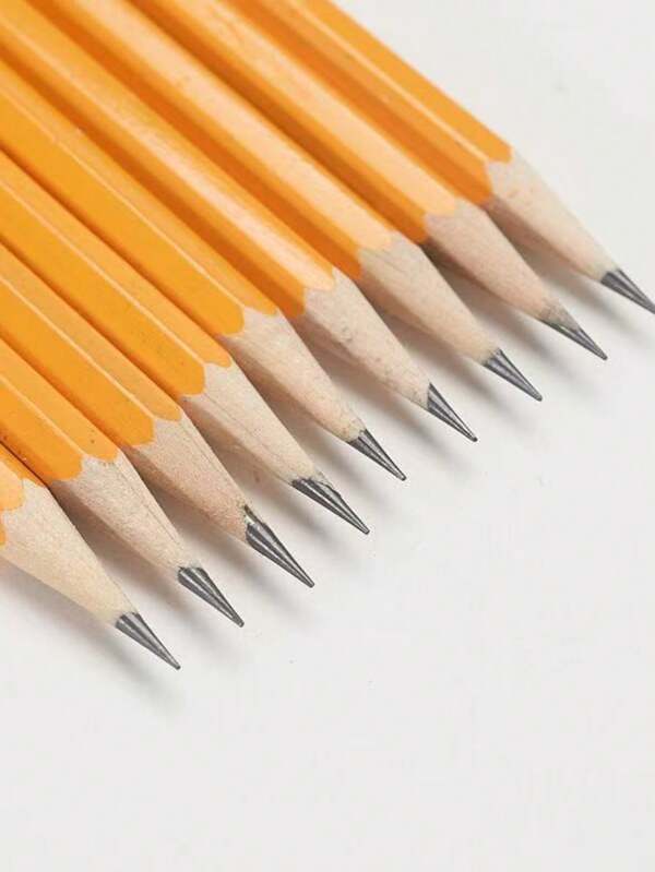 12/24pcs HB Wooden Pencils With Eraser Tops, Stationary And Study Supplies School Supplies,Back To School