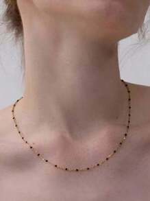 1 Stück Damen Buntes Perlen Choker Halskette, einfaches & elegantes böhmischer Stil Perlen Schmuckgeschenk